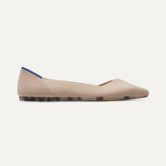 Rothy's The Point Toe Ballet Flat Slip-On Comfortable Ecru Beige Size W12 NWOB