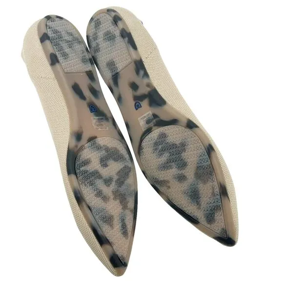 Rothy's The Point Toe Ballet Flat Slip-On Comfortable Ecru Beige Size W12 NWOB