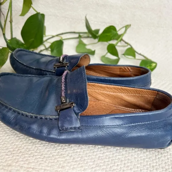 Saks Fifth Avenue Blue Leather Driving Loafers mens 8.5