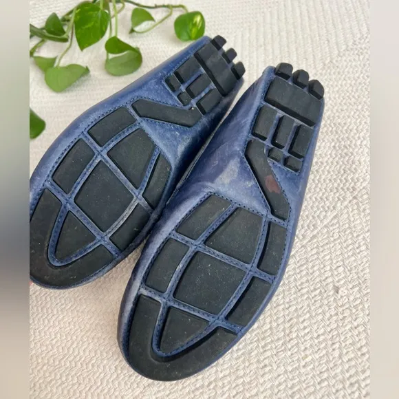 Saks Fifth Avenue Blue Leather Driving Loafers mens 8.5
