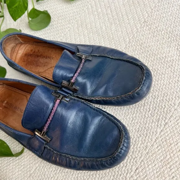 Saks Fifth Avenue Blue Leather Driving Loafers mens 8.5