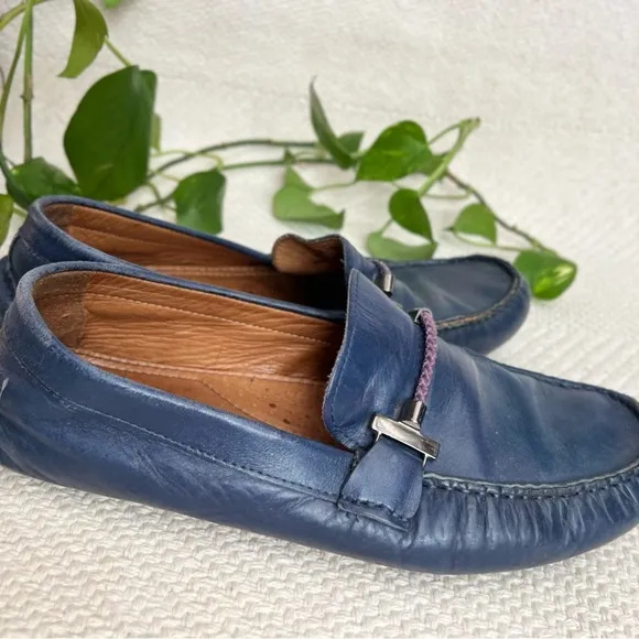 Saks Fifth Avenue Blue Leather Driving Loafers mens 8.5