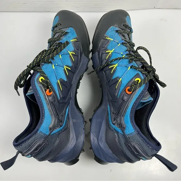 Salewa MS Wildfire Edge Blue Fluo Green Hiking Trail Shoes Mens Size 7.5 Low Top