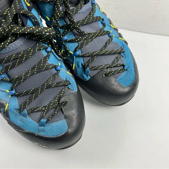 Salewa MS Wildfire Edge Blue Fluo Green Hiking Trail Shoes Mens Size 7.5 Low Top