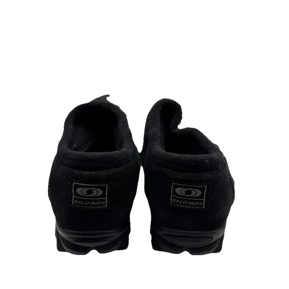 SALOMON Contagrip CX 'Snow Clog' Black Suede Slip-On Winter Shoes Size 10.5M VTG