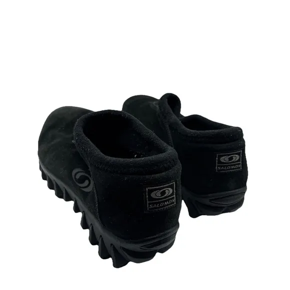 SALOMON Contagrip CX 'Snow Clog' Black Suede Slip-On Winter Shoes Size 10.5M VTG