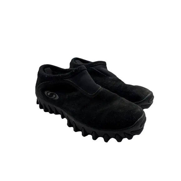 SALOMON Contagrip CX 'Snow Clog' Black Suede Slip-On Winter Shoes Size 10.5M VTG
