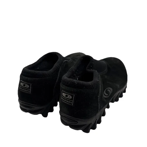 SALOMON Contagrip CX 'Snow Clog' Black Suede Slip-On Winter Shoes Size 10.5M VTG