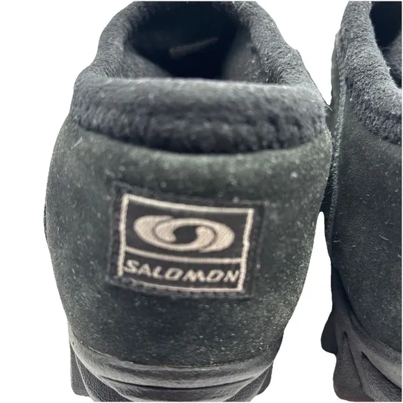 SALOMON Contagrip CX 'Snow Clog' Black Suede Slip-On Winter Shoes Size 10.5M VTG