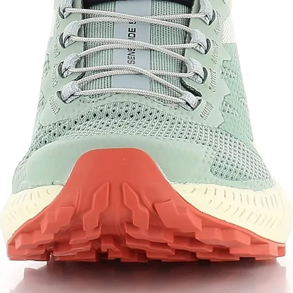Salomon Green and Cream Sense Ride 5 Trail Shoes