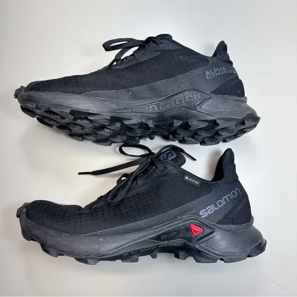 Salomon Mens 7 Alphacross Goretex Trail Running Black Trainer Shoes
