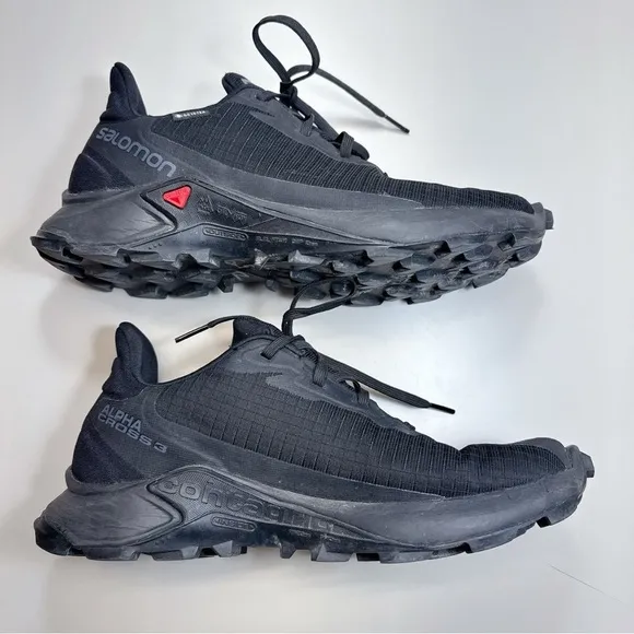 Salomon Mens 7 Alphacross Goretex Trail Running Black Trainer Shoes