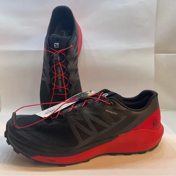 Salomon Sense Ride 4 Black/Goji Berry PHANTOM Sensifit Trail Running Shoes.