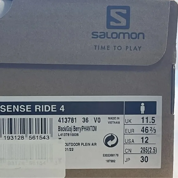 Salomon Sense Ride 4 Black/Goji Berry PHANTOM Sensifit Trail Running Shoes.