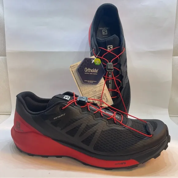 Salomon Sense Ride 4 Black/Goji Berry PHANTOM Sensifit Trail Running Shoes.