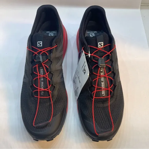 Salomon Sense Ride 4 Black/Goji Berry PHANTOM Sensifit Trail Running Shoes.