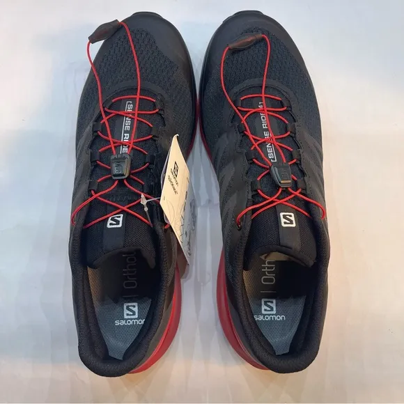 Salomon Sense Ride 4 Black/Goji Berry PHANTOM Sensifit Trail Running Shoes.