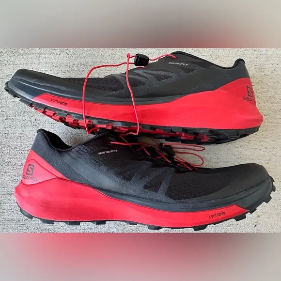 Salomon Sense Ride 4 Ortholite Black Red Trail Running Shoes Men’s Size 13 VGC