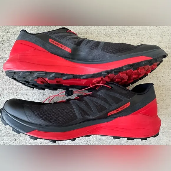 Salomon Sense Ride 4 Ortholite Black Red Trail Running Shoes Men’s Size 13 VGC