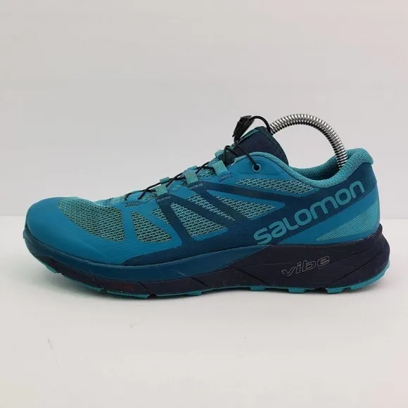 Salomon Sense Ride Womens Size 10 Turquoise Trail Running Sneaker Shoes 398477