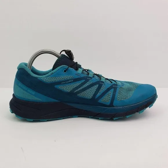 Salomon Sense Ride Womens Size 10 Turquoise Trail Running Sneaker Shoes 398477