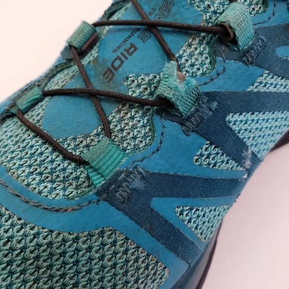 Salomon Sense Ride Womens Size 10 Turquoise Trail Running Sneaker Shoes 398477