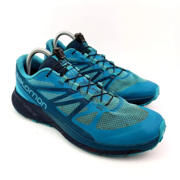 Salomon Sense Ride Womens Size 10 Turquoise Trail Running Sneaker Shoes 398477