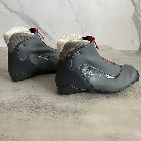 Salomon Siam 5 TR Gray Red Nordic Cross Country Ski Boots Women Size US 10 EU 42