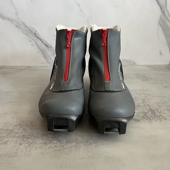 Salomon Siam 5 TR Gray Red Nordic Cross Country Ski Boots Women Size US 10 EU 42