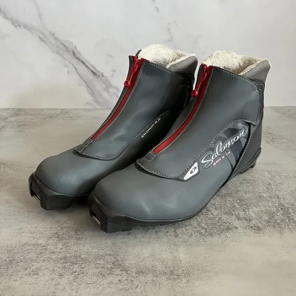 Salomon Siam 5 TR Gray Red Nordic Cross Country Ski Boots Women Size US 10 EU 42