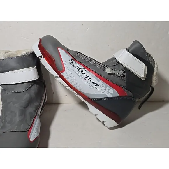 Salomon Slam 7 Pilot SNS Gray Cross Country Ski Boots Women's Size US 7.5