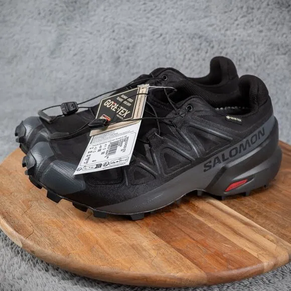 Salomon Speedcross GTX Gore-Tex Trail Running Shoes Men's Sz 8.5 Black 475690