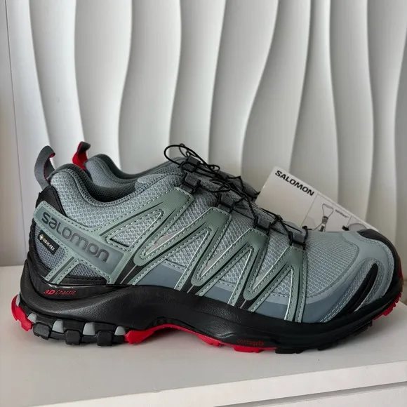 Salomon XA Pro 3D GTX Trail Running Shoes Lead Black Cherry Men's Size 8.5 NWOB