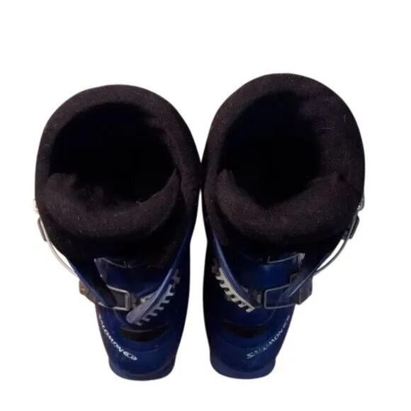 Salomon Youth Ski Boots 22.0 US 3 Blue Adjustable Buckles Blue Boot Carrier
