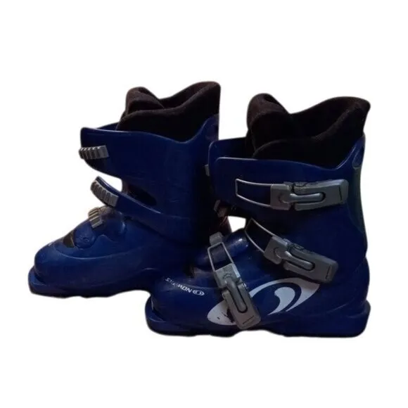 Salomon Youth Ski Boots 22.0 US 3 Blue Adjustable Buckles Blue Boot Carrier