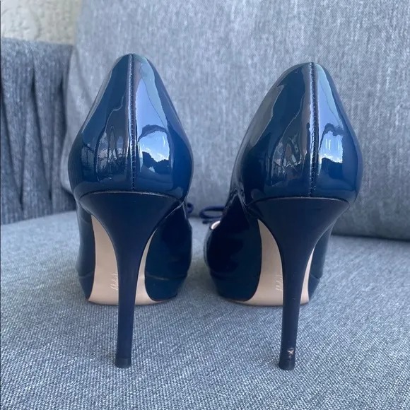 Salvatore Ferragamo Women's Navy Peep Toe Heels