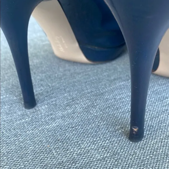 Salvatore Ferragamo Women's Navy Peep Toe Heels
