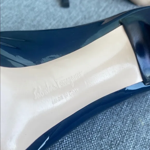 Salvatore Ferragamo Women's Navy Peep Toe Heels