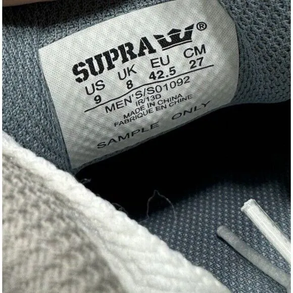 SAMPLE Supra Axle Men's Size 9 White Leather Skate Sneaker Shoes S01092