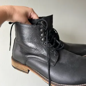 Samsoe Boots Mens 41 Leather High Top Lace Up Round Toe Combat Shoes