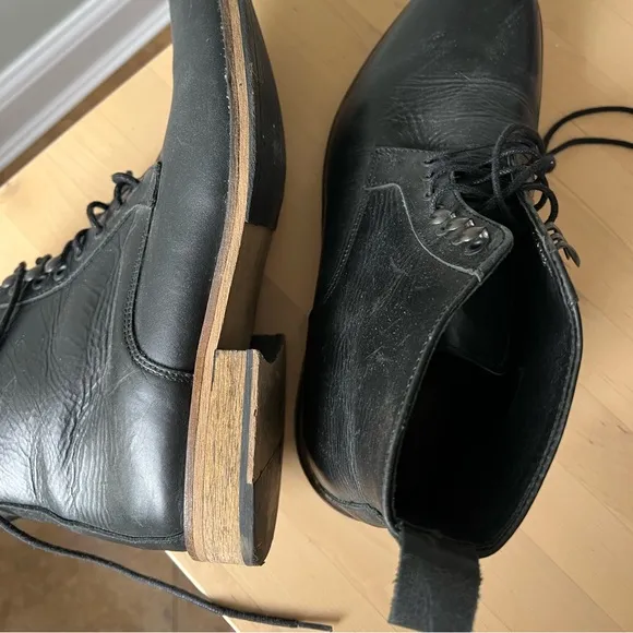 Samsoe Boots Mens 41 Leather High Top Lace Up Round Toe Combat Shoes