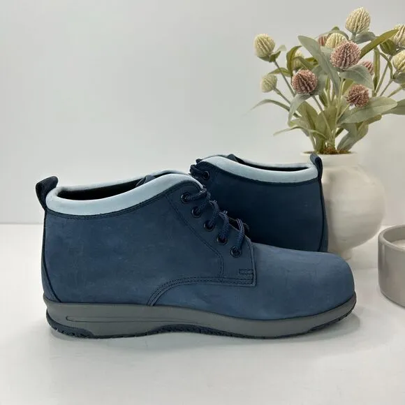 SAS Gretchen Slip-Resistant Lace-Up Ankle Boot Leather Navy Blue Women's US 8 WW