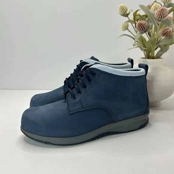 SAS Gretchen Slip-Resistant Lace-Up Ankle Boot Leather Navy Blue Women's US 8 WW