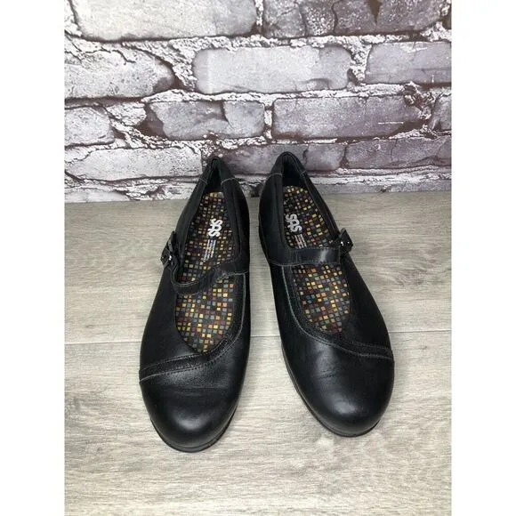 SAS Tripad Comfort Black Leather MaryJane Strap Slip Resistant Shoes Women Sz 9M