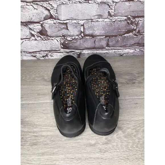 SAS Tripad Comfort Black Leather MaryJane Strap Slip Resistant Shoes Women Sz 9M
