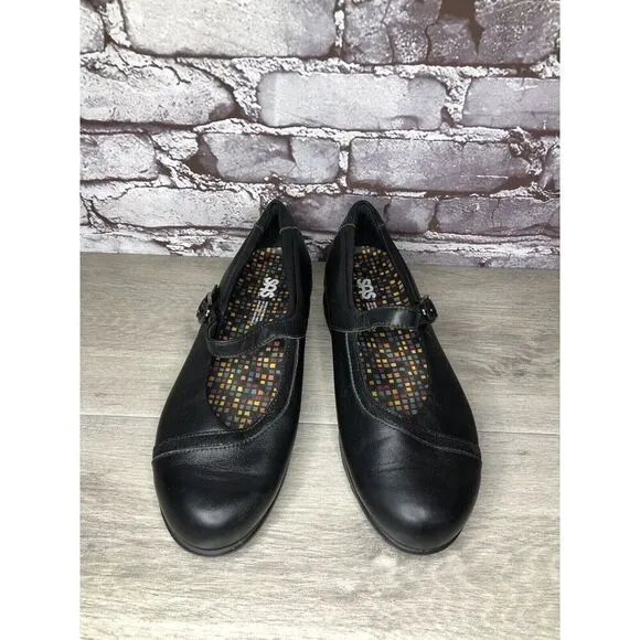 SAS Tripad Comfort Black Leather MaryJane Strap Slip Resistant Shoes Women Sz 9M