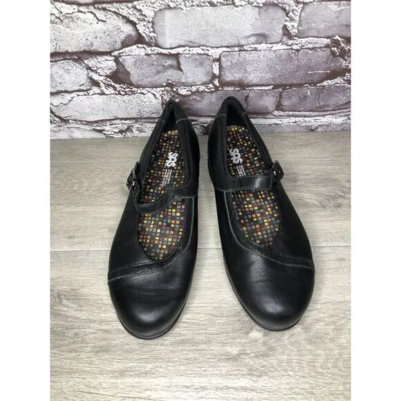 SAS Tripad Comfort Black Leather MaryJane Strap Slip Resistant Shoes Women Sz 9M