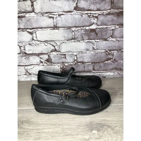 SAS Tripad Comfort Black Leather MaryJane Strap Slip Resistant Shoes Women Sz 9M