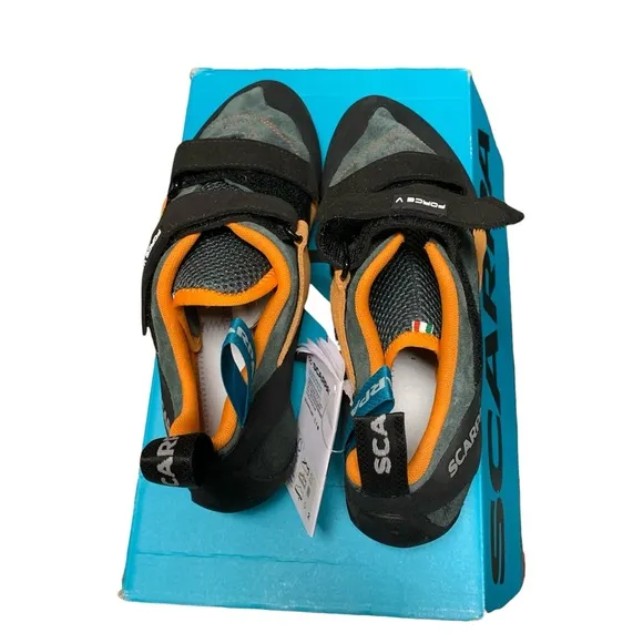 Scarpa Force V Climbing Shoes in Black and Orange