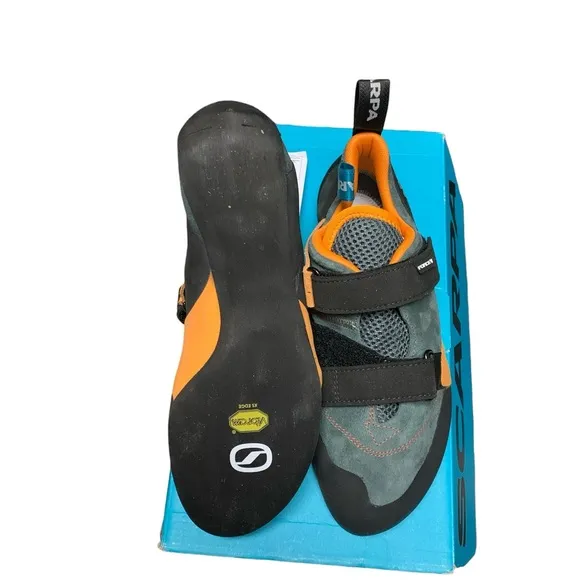 Scarpa Force V Climbing Shoes in Black and Orange